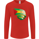Curled Sao Tome and Principe Flag Day Football Mens Long Sleeve T-Shirt Red