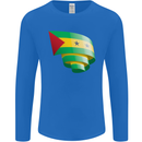 Curled Sao Tome and Principe Flag Day Football Mens Long Sleeve T-Shirt Royal Blue