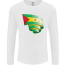 Curled Sao Tome and Principe Flag Day Football Mens Long Sleeve T-Shirt White