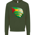 Curled Sao Tome and Principe Flag Day Football Mens Sweatshirt Jumper Forest Green