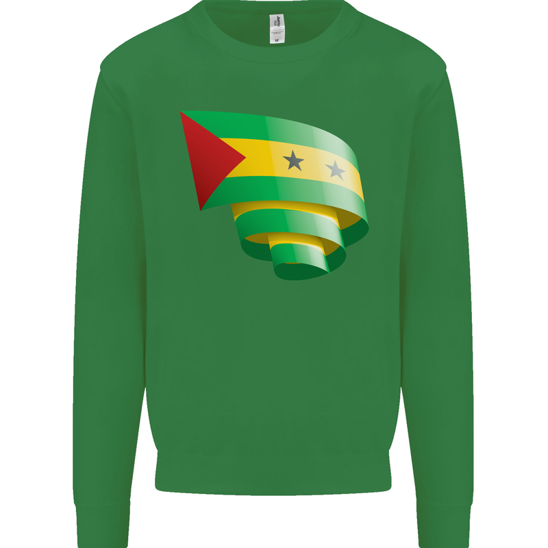 Curled Sao Tome and Principe Flag Day Football Mens Sweatshirt Jumper Irish Green