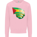 Curled Sao Tome and Principe Flag Day Football Mens Sweatshirt Jumper Light Pink