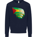 Curled Sao Tome and Principe Flag Day Football Mens Sweatshirt Jumper Navy Blue