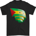 Curled Sao Tome and Principe Flag Day Football Mens T-Shirt 100% Cotton Black