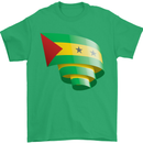 Curled Sao Tome and Principe Flag Day Football Mens T-Shirt 100% Cotton Irish Green