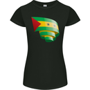 Curled Sao Tome and Principe Flag Day Football Womens Petite Cut T-Shirt Black
