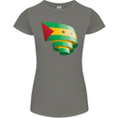 Curled Sao Tome and Principe Flag Day Football Womens Petite Cut T-Shirt Charcoal