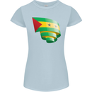 Curled Sao Tome and Principe Flag Day Football Womens Petite Cut T-Shirt Light Blue