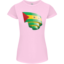 Curled Sao Tome and Principe Flag Day Football Womens Petite Cut T-Shirt Light Pink
