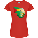 Curled Sao Tome and Principe Flag Day Football Womens Petite Cut T-Shirt Red