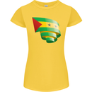 Curled Sao Tome and Principe Flag Day Football Womens Petite Cut T-Shirt Yellow