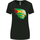 Curled Sao Tome and Principe Flag Day Football Womens Wider Cut T-Shirt Black