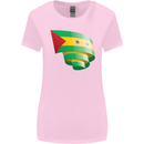Curled Sao Tome and Principe Flag Day Football Womens Wider Cut T-Shirt Light Pink