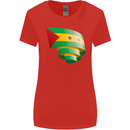 Curled Sao Tome and Principe Flag Day Football Womens Wider Cut T-Shirt Red