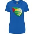 Curled Sao Tome and Principe Flag Day Football Womens Wider Cut T-Shirt Royal Blue