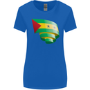 Curled Sao Tome and Principe Flag Day Football Womens Wider Cut T-Shirt Royal Blue