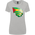 Curled Sao Tome and Principe Flag Day Football Womens Wider Cut T-Shirt Sports Grey