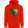 Curled Saudi Arabia Flag Arabian Day Football Childrens Kids Hoodie Bright Red