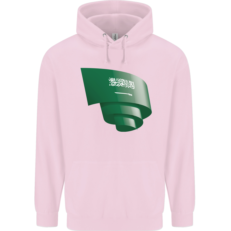 Curled Saudi Arabia Flag Arabian Day Football Childrens Kids Hoodie Light Pink