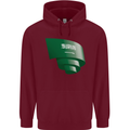 Curled Saudi Arabia Flag Arabian Day Football Childrens Kids Hoodie Maroon