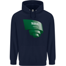 Curled Saudi Arabia Flag Arabian Day Football Childrens Kids Hoodie Navy Blue