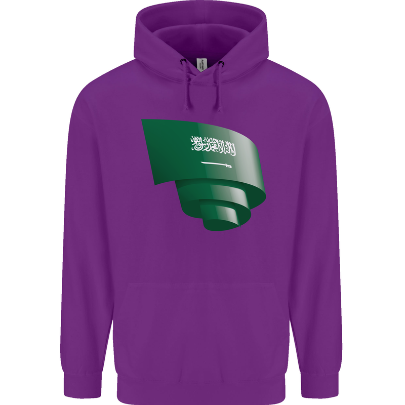 Curled Saudi Arabia Flag Arabian Day Football Childrens Kids Hoodie Purple