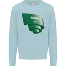Curled Saudi Arabia Flag Arabian Day Football Kids Sweatshirt Jumper Light Blue