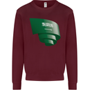 Curled Saudi Arabia Flag Arabian Day Football Kids Sweatshirt Jumper Maroon