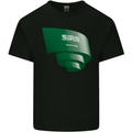 Curled Saudi Arabia Flag Arabian Day Football Kids T-Shirt Childrens Black