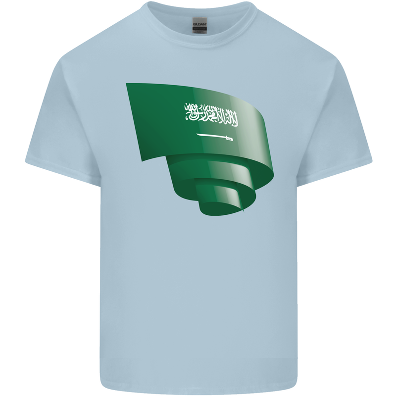 Curled Saudi Arabia Flag Arabian Day Football Kids T-Shirt Childrens Light Blue