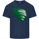 Curled Saudi Arabia Flag Arabian Day Football Kids T-Shirt Childrens Navy Blue