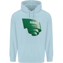 Curled Saudi Arabia Flag Arabian Day Football Mens 80% Cotton Hoodie Light Blue