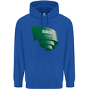 Curled Saudi Arabia Flag Arabian Day Football Mens 80% Cotton Hoodie Royal Blue