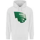 Curled Saudi Arabia Flag Arabian Day Football Mens 80% Cotton Hoodie White