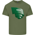Curled Saudi Arabia Flag Arabian Day Football Mens Cotton T-Shirt Tee Top Military Green
