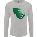 Curled Saudi Arabia Flag Arabian Day Football Mens Long Sleeve T-Shirt Sports Grey