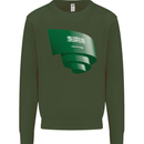 Curled Saudi Arabia Flag Arabian Day Football Mens Sweatshirt Jumper Forest Green