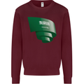 Curled Saudi Arabia Flag Arabian Day Football Mens Sweatshirt Jumper Maroon