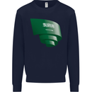 Curled Saudi Arabia Flag Arabian Day Football Mens Sweatshirt Jumper Navy Blue