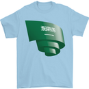 Curled Saudi Arabia Flag Arabian Day Football Mens T-Shirt 100% Cotton Light Blue