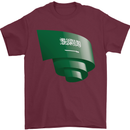 Curled Saudi Arabia Flag Arabian Day Football Mens T-Shirt 100% Cotton Maroon