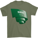 Curled Saudi Arabia Flag Arabian Day Football Mens T-Shirt 100% Cotton Military Green