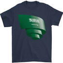 Curled Saudi Arabia Flag Arabian Day Football Mens T-Shirt 100% Cotton Navy Blue