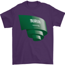 Curled Saudi Arabia Flag Arabian Day Football Mens T-Shirt 100% Cotton Purple