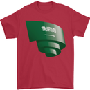 Curled Saudi Arabia Flag Arabian Day Football Mens T-Shirt 100% Cotton Red