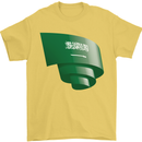 Curled Saudi Arabia Flag Arabian Day Football Mens T-Shirt 100% Cotton Yellow