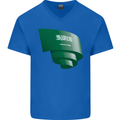 Curled Saudi Arabia Flag Arabian Day Football Mens V-Neck Cotton T-Shirt Royal Blue