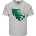 Curled Saudi Arabia Flag Arabian Day Football Mens V-Neck Cotton T-Shirt Sports Grey