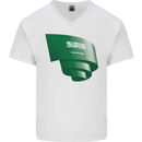 Curled Saudi Arabia Flag Arabian Day Football Mens V-Neck Cotton T-Shirt White