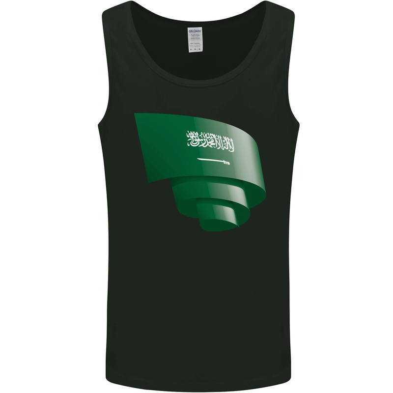 Curled Saudi Arabia Flag Arabian Day Football Mens Vest Tank Top Black